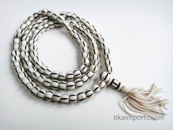 Product Image and Link for Carved Bone Mala- Striped