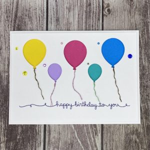Product Image and Link for Happy Birthday Flying Balloons Card