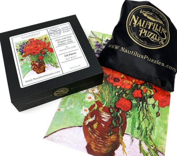 Product Image and Link for Vase With Red Poppies And Daisies, 1890 By Van Gogh (120 Piece Wooden Jigsaw Puzzle)