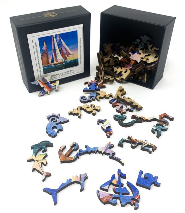 Product Image and Link for Sails On The Open Sea (53 Piece Mini Wooden Jigsaw Puzzle)