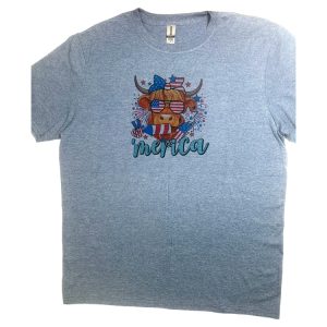 Product Image and Link for Merica Cow Independence Day T-shirt-Heather Indigo
