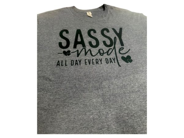Product Image and Link for Sassy Mode T-shirt charcoal