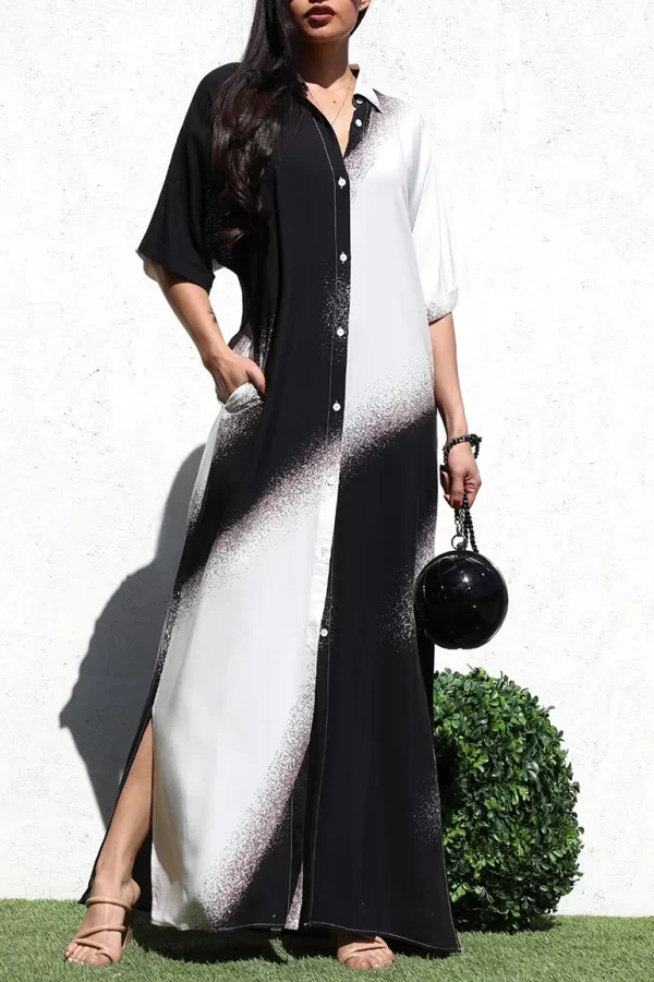 Product Image and Link for Black/White Maxi Shirt Dress