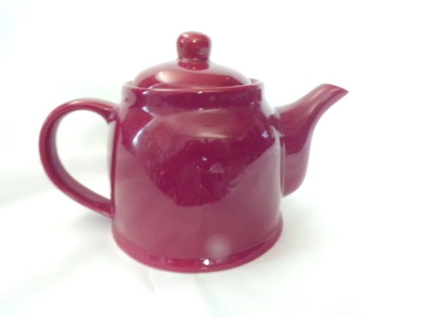 Product Image and Link for Cute Little Burgundy Red “Tea for Two” Tea Pot by ENGLISH TEA STORE!
