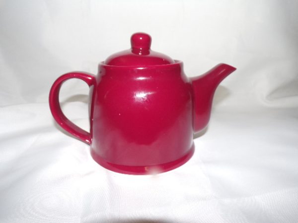 Product Image and Link for Cute Little Burgundy Red “Tea for Two” Tea Pot by ENGLISH TEA STORE!