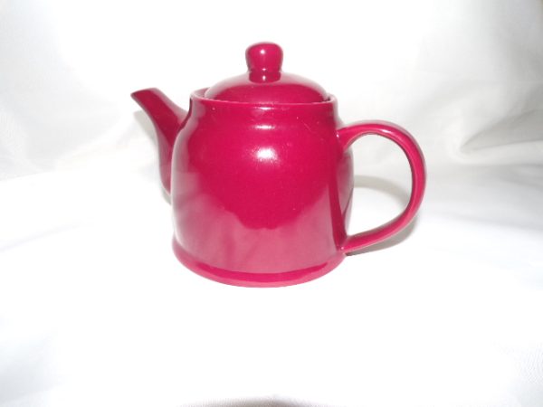 Product Image and Link for Cute Little Burgundy Red “Tea for Two” Tea Pot by ENGLISH TEA STORE!
