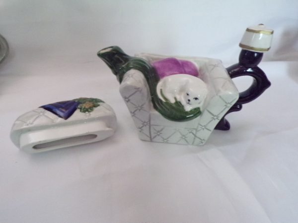 Product Image and Link for Adorable Kitten in Comfy Chair Porcelain Tea Pot