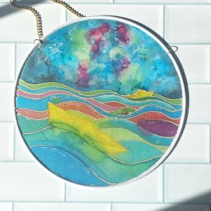 Product Image and Link for 8″ Silk Suncatcher – “Ships in the night”