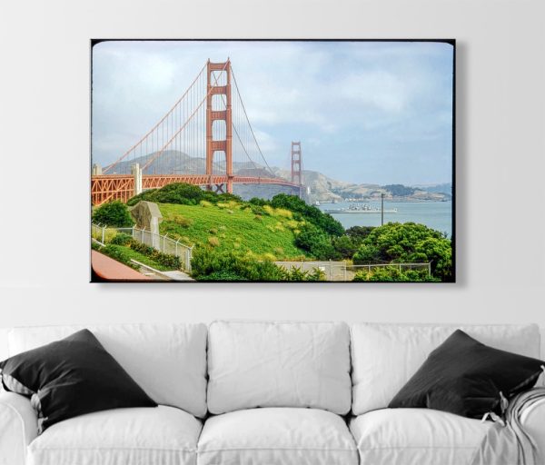 Product Image and Link for Vintage Golden Gate Bridge & Warship Photo Print – Historic San Francisco Bay Art from Fort Point | California Wall Décor