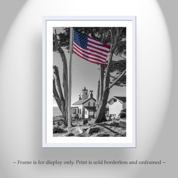Product Image and Link for Crescent City California Lighthouse Picture in Black and White