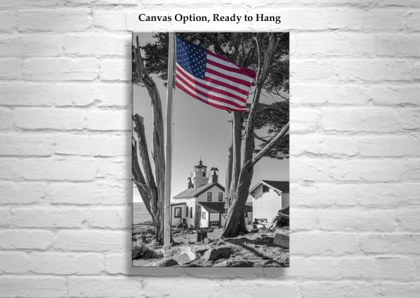 Product Image and Link for Crescent City California Lighthouse Picture in Black and White