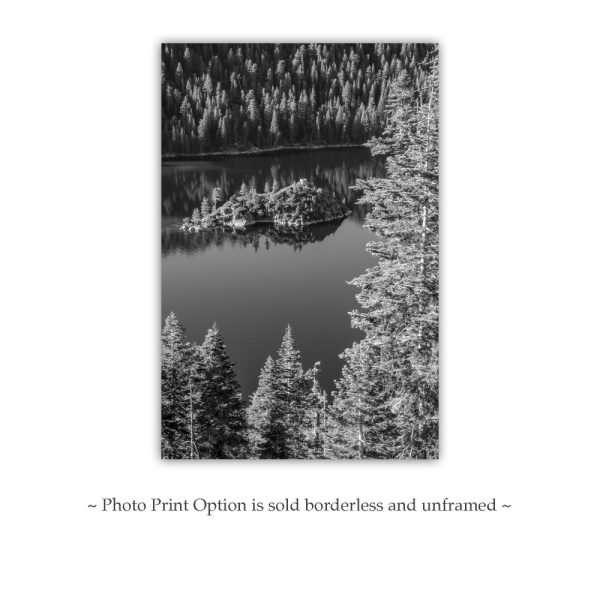 Product Image and Link for Tahoe Print in Black and White with Emerald Bay and Fannette Island