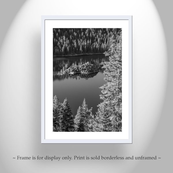 Product Image and Link for Tahoe Print in Black and White with Emerald Bay and Fannette Island