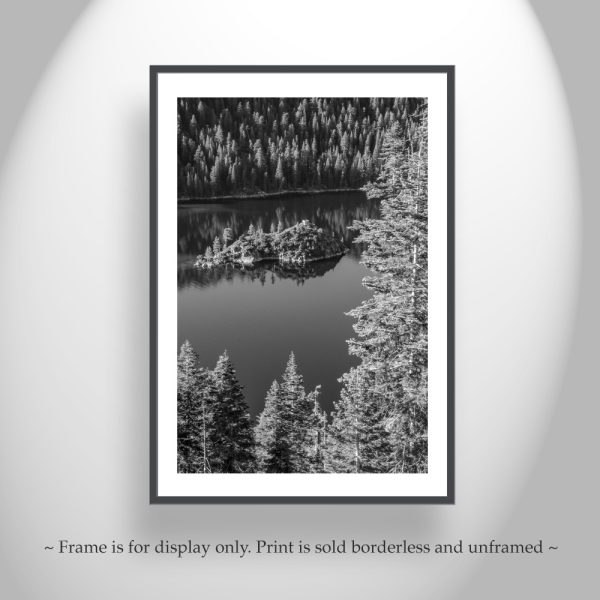 Product Image and Link for Tahoe Print in Black and White with Emerald Bay and Fannette Island