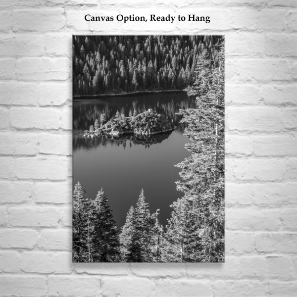 Product Image and Link for Tahoe Print in Black and White with Emerald Bay and Fannette Island