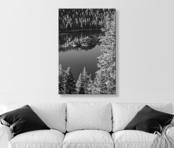 Product Image and Link for Tahoe Print in Black and White with Emerald Bay and Fannette Island