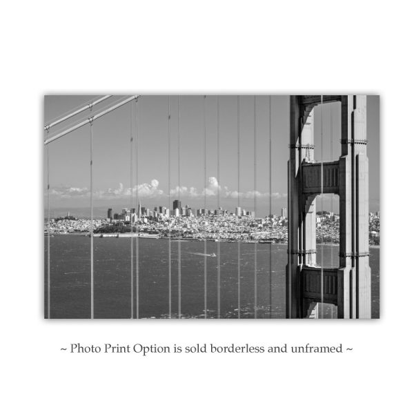 Product Image and Link for Golden Gate Bridge San Francisco Skyline Black and White Photograph
