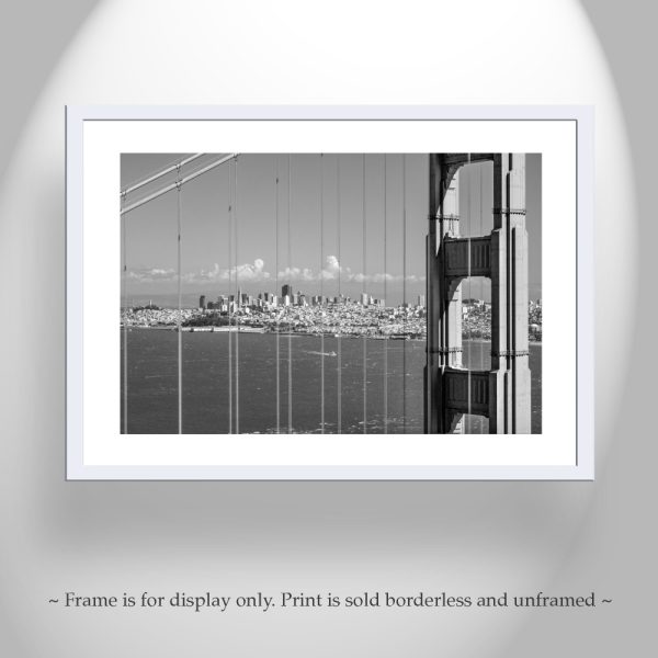 Product Image and Link for Golden Gate Bridge San Francisco Skyline Black and White Photograph