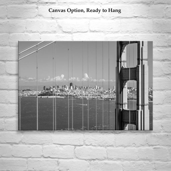 Product Image and Link for Golden Gate Bridge San Francisco Skyline Black and White Photograph