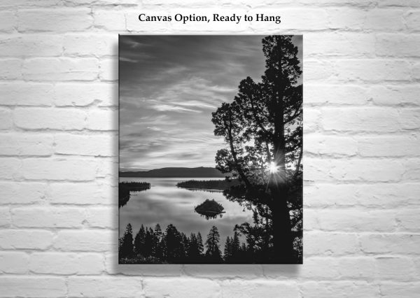 Product Image and Link for Black and White Photo of Lake Tahoe with Emerald Bay Sunrise | Fine Art Print for Home