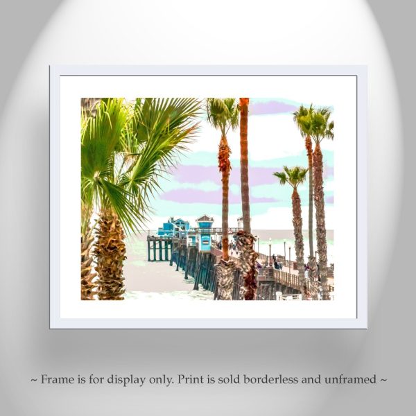 Product Image and Link for Oceanside Pier Art Print at San Diego California Coast | Beautiful Beach Palm Trees | California Living Gift Photo