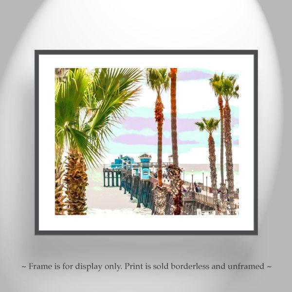 Product Image and Link for Oceanside Pier Art Print at San Diego California Coast | Beautiful Beach Palm Trees | California Living Gift Photo