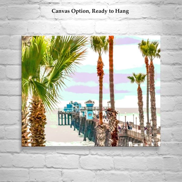 Product Image and Link for Oceanside Pier Art Print at San Diego California Coast | Beautiful Beach Palm Trees | California Living Gift Photo