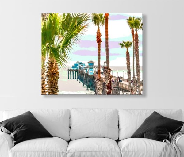 Product Image and Link for Oceanside Pier Art Print at San Diego California Coast | Beautiful Beach Palm Trees | California Living Gift Photo