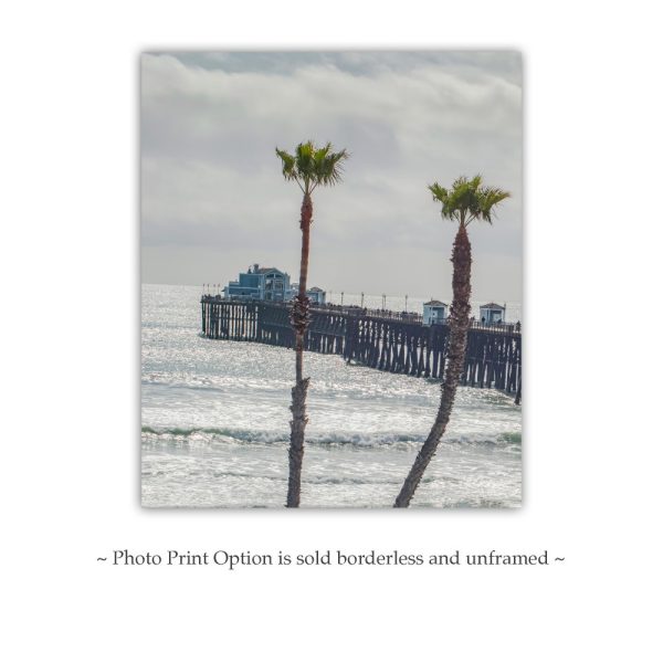 Product Image and Link for Oceanside Pier San Diego California Beach Photography Art Print with Palm Trees as Home Decor