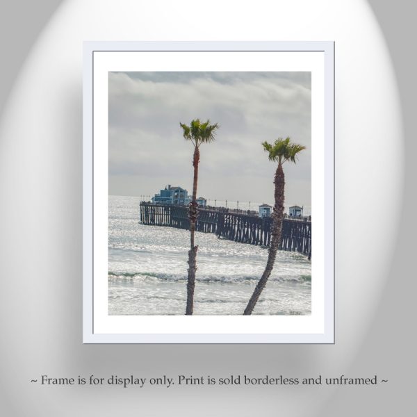 Product Image and Link for Oceanside Pier San Diego California Beach Photography Art Print with Palm Trees as Home Decor