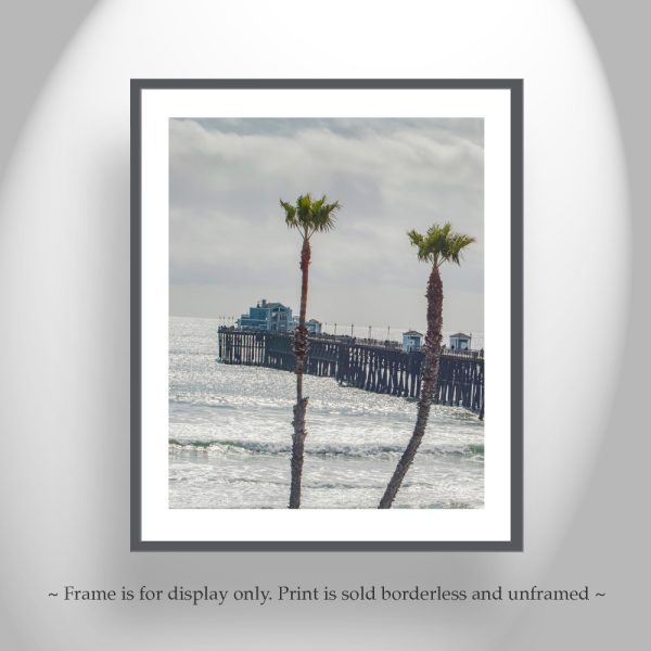 Product Image and Link for Oceanside Pier San Diego California Beach Photography Art Print with Palm Trees as Home Decor