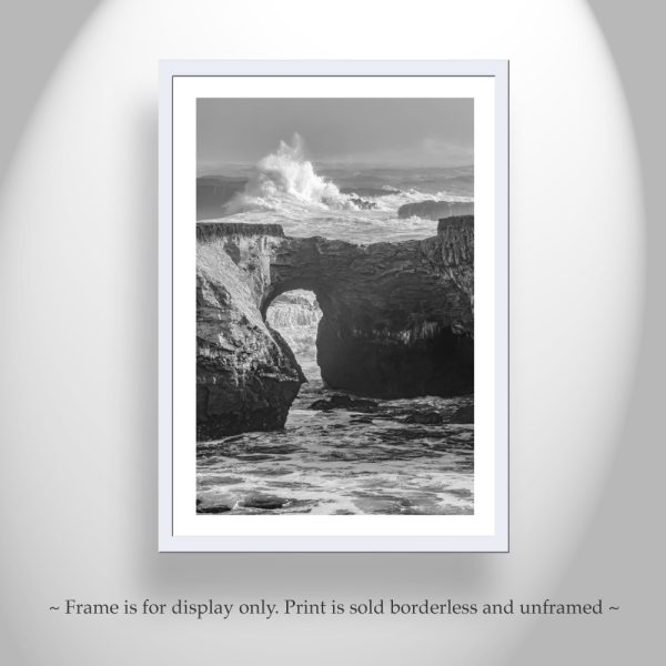 Product Image and Link for Mendocino Coast Vertical Wall Art Print with Northern California Ocean Waves in Black and White