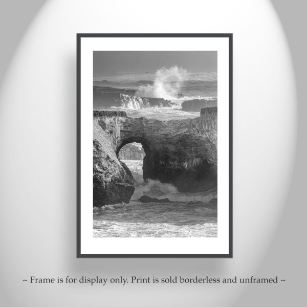 Product Image and Link for Mendocino Coast Painterly Art in Black and White | Vertical North Coast Print for Home or Office