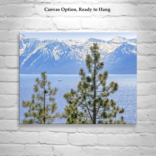 Product Image and Link for Lake Tahoe Art Photography with Sailboat in Springtime