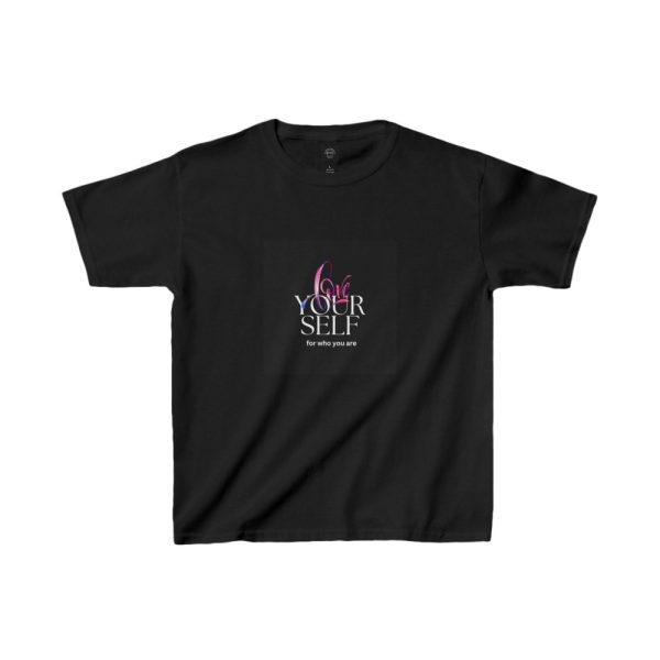 Product Image and Link for EYC Kids Inspirational Tee – “Love Your Self” with QR Design