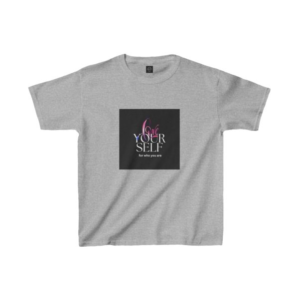 Product Image and Link for EYC Kids Inspirational Tee – “Love Your Self” with QR Design