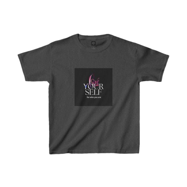 Product Image and Link for EYC Kids Inspirational Tee – “Love Your Self” with QR Design