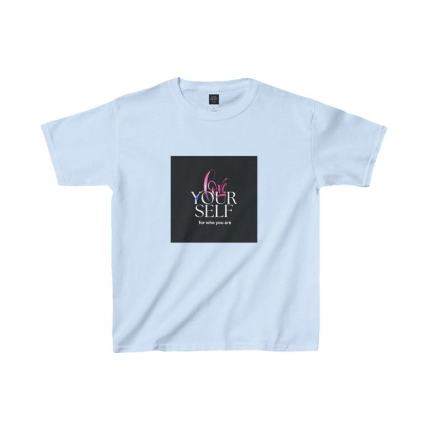 Product Image and Link for EYC Kids Inspirational Tee – “Love Your Self” with QR Design