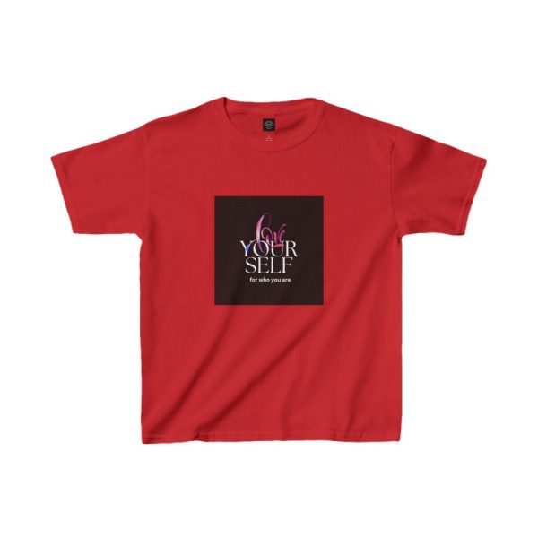 Product Image and Link for EYC Kids Inspirational Tee – “Love Your Self” with QR Design