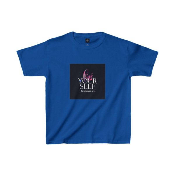 Product Image and Link for EYC Kids Inspirational Tee – “Love Your Self” with QR Design