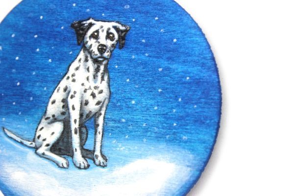 Product Image and Link for Icefleck: A Dalmatian Painted Wood Christmas Ornament from the Compendium of Coruscant Canines
