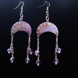 Product Image and Link for Paua Shell, Half Moon Cabochon Earring