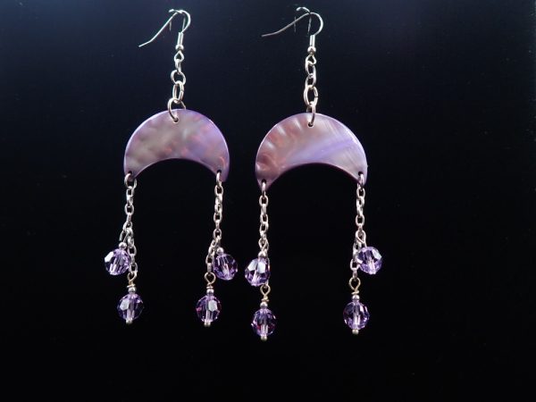 Product Image and Link for Paua Shell, Half Moon Cabochon Earring