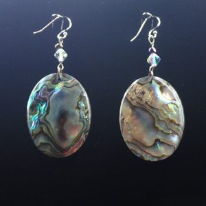 Product Image and Link for Large Oval, Natural colored, Paua Shell Earrings