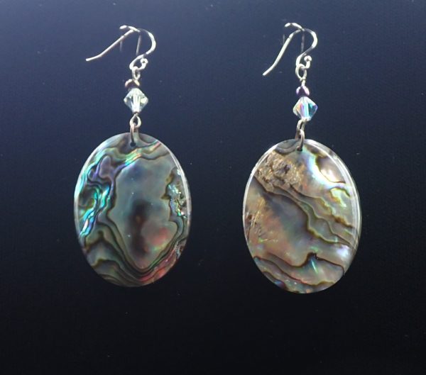 Product Image and Link for Large Oval, Natural colored, Paua Shell Earrings