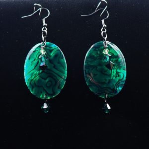 Product Image and Link for Paua Shell Earring, Large Oval, Emerald