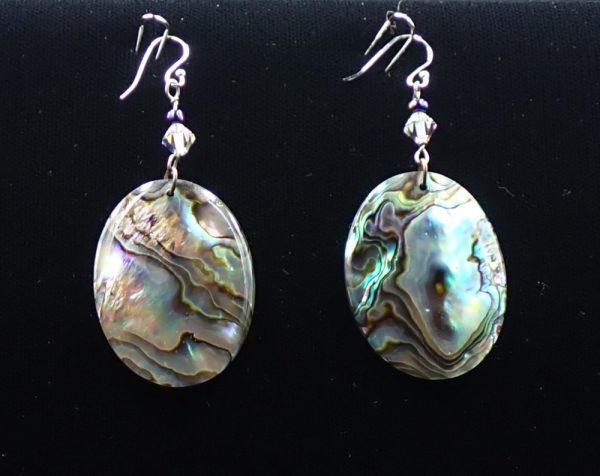 Product Image and Link for Large Oval, Natural colored, Paua Shell Earrings