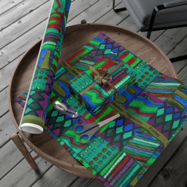 Product Image and Link for Gift Wrap Papers – “Psychedelic Calendar(tm)” – Chilled – Matte and Satin – Three Sizes