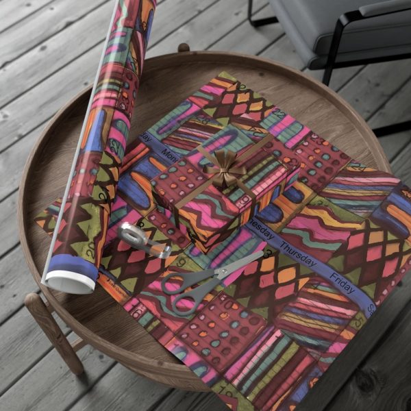 Product Image and Link for Gift Wrap Papers – “Psychedelic Calendar(tm)” – Muted – Matte and Satin – Three Sizes