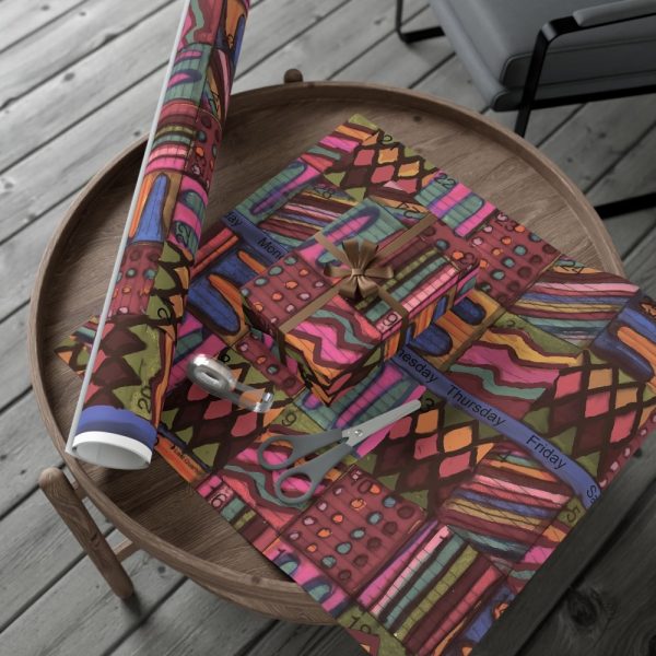 Product Image and Link for Gift Wrap Papers – “Psychedelic Calendar(tm)” – Muted – Matte and Satin – Three Sizes